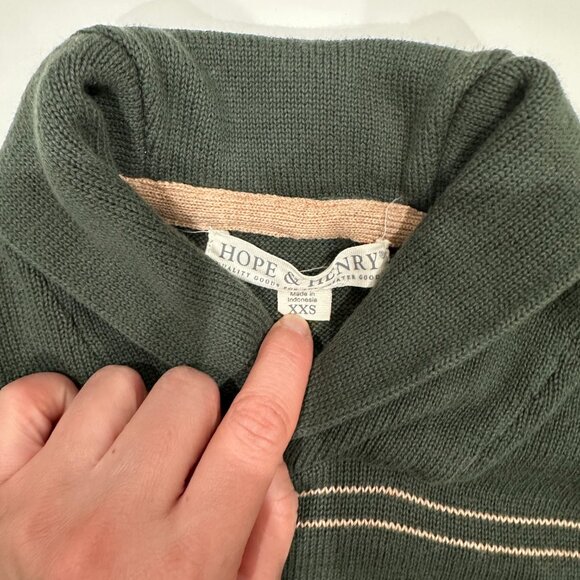 Hope & Henry Kids's Organic Long Sleeve Striped Shawl Collar Sweater - Picture 2 of 5